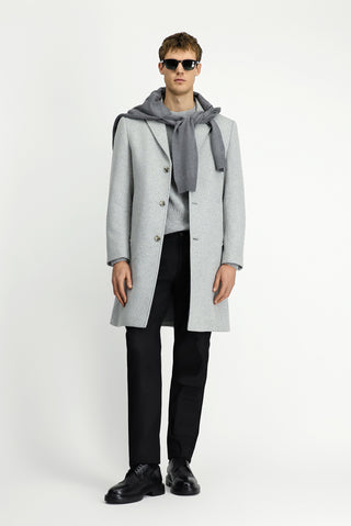  Orta Gri Yünlü Klasik Kaban