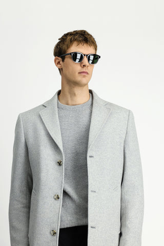  Orta Gri Yünlü Klasik Kaban