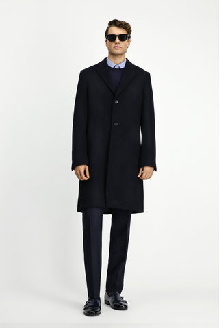  Koyu Lacivert Yünlü Klasik Kaban-Ki??l?