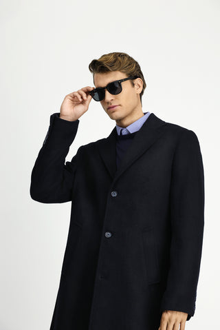  Koyu Lacivert Yünlü Klasik Kaban-Ki??l?