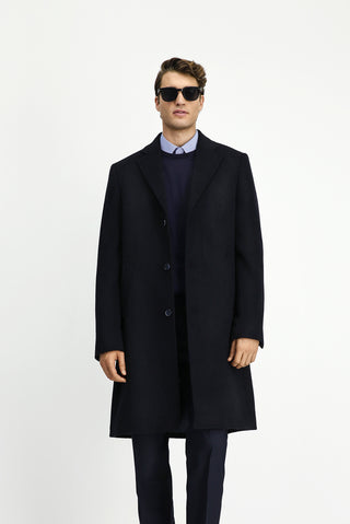  Koyu Lacivert Yünlü Klasik Kaban-Ki??l?