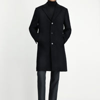 Koyu Antrasit Yünlü Klasik Kaban