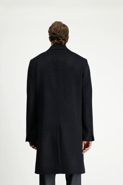 Koyu Antrasit Yünlü Klasik Kaban