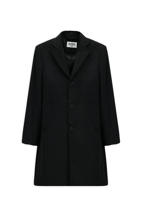 Koyu Antrasit Yünlü Klasik Kaban