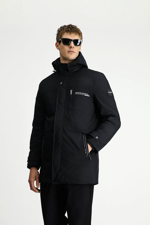 Siyah Kapüşonlu Spor Şişme Kaban