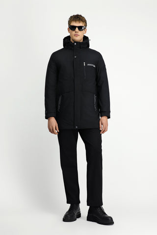  Siyah Kapüşonlu Spor Şişme Kaban