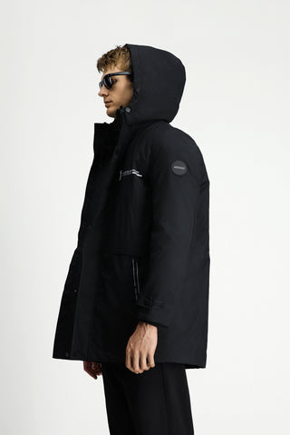  Siyah Kapüşonlu Spor Şişme Kaban