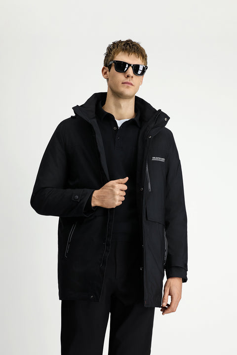 Siyah Kapüşonlu Spor Şişme Kaban