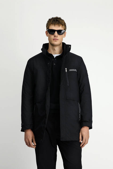 Siyah Kapüşonlu Spor Şişme Kaban