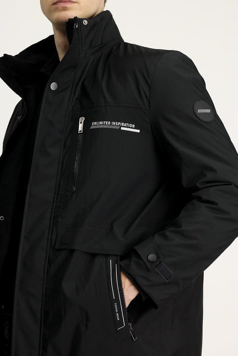 Siyah Kapüşonlu Spor Şişme Kaban