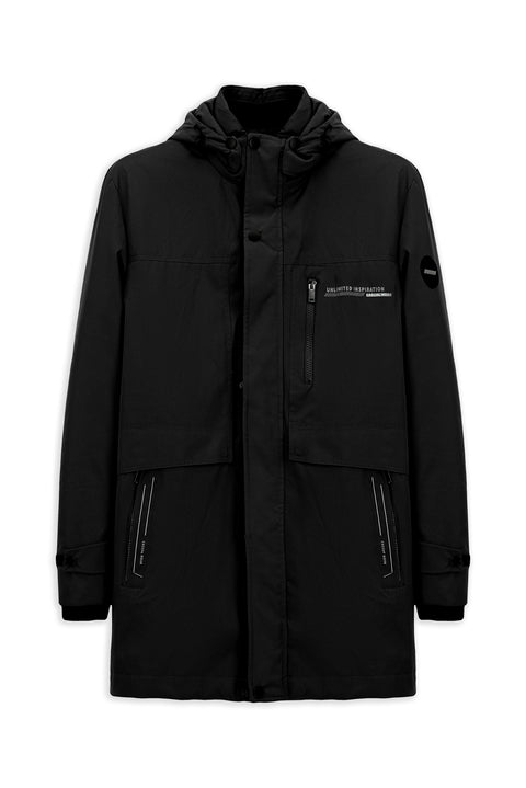 Siyah Kapüşonlu Spor Şişme Kaban