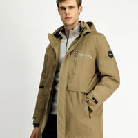 Açık Bej Kapüşonlu Spor Şişme Kaz Tüyü Kaban