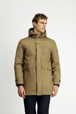  Açık Bej Kapüşonlu Spor Şişme Kaban