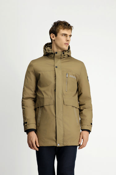  Açık Bej Kapüşonlu Spor Şişme Kaban