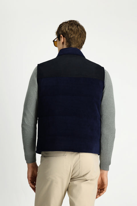 Koyu Lacivert Dik Yaka Çıtçıtlı Kadife Spor Yelek