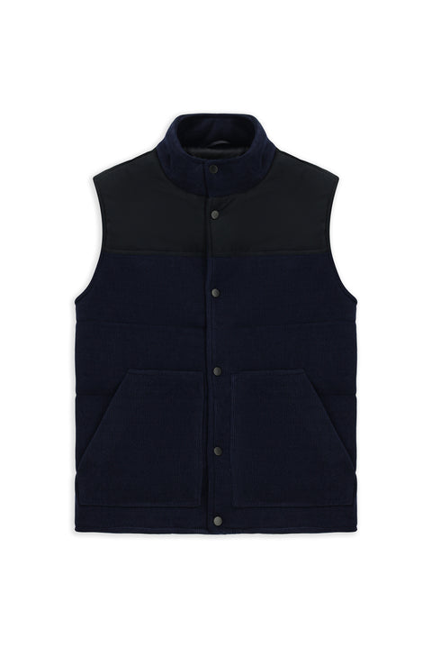 Koyu Lacivert Dik Yaka Çıtçıtlı Kadife Spor Yelek