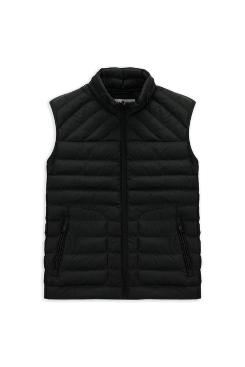 Siyah Slim Fit Dik Yaka Fermuarlı Kapitone Spor Yelek