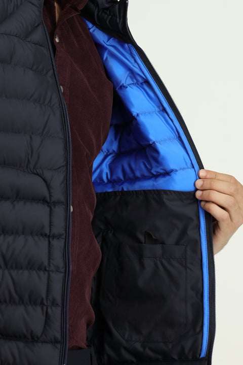 Koyu Lacivert Dik Yaka Fermuarlı Kapitone Spor Yelek