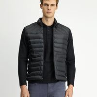 Orta Antrasit Dik Yaka Fermuarlı Kapitone Spor Yelek