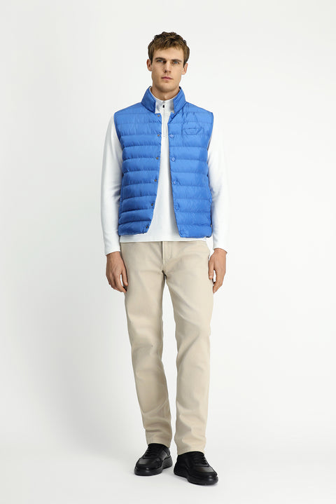 Mavi Düğmeli Kapitone Spor Yelek