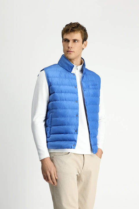 Mavi Düğmeli Kapitone Spor Yelek