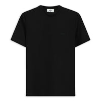 Siyah Bisiklet Yaka Regular Fit Nakışlı Likralı Esnek Tişört