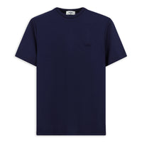 Orta Lacivert Bisiklet Yaka Regular Fit Nakışlı Likralı Esnek Tişört