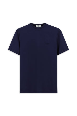  Orta Lacivert Kısa Kol Regular Fit Bisiklet Yaka Nakışlı Tişört