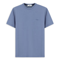 Havacı Mavi Bisiklet Yaka Regular Fit Nakışlı Likralı Esnek Tişört