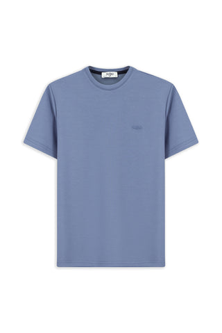  Havacı Mavi Kısa Kol Regular Fit Bisiklet Yaka Nakışlı Tişört