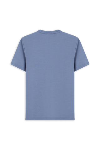  Havacı Mavi Kısa Kol Regular Fit Bisiklet Yaka Nakışlı Tişört