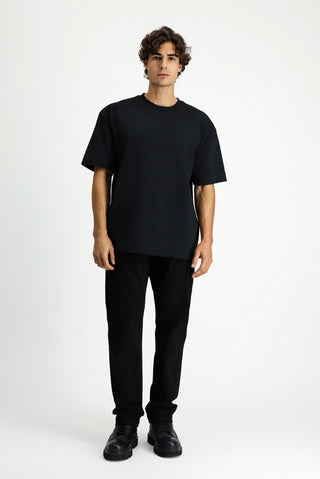  Siyah Bisiklet Yaka Oversize Ekstra Rahat Kesim Pamuk Tişört