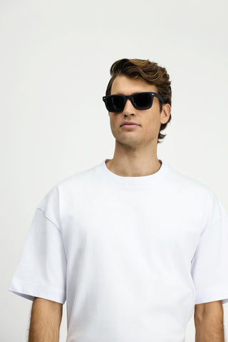  Beyaz Bisiklet Yaka Oversize Ekstra Rahat Kesim Pamuk Tişört