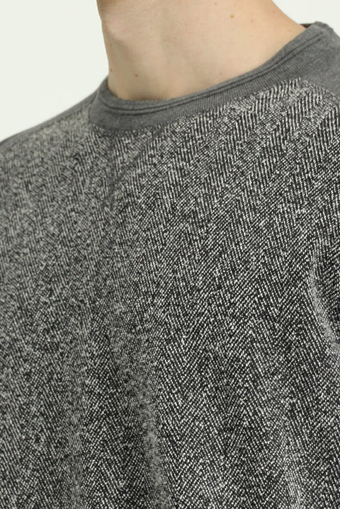 Orta Füme Bisiklet Yaka Regular Fit Desenli Pamuklu Sweatshirt