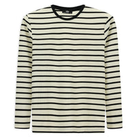 Ekru Bisiklet Yaka Regular Fit Çizgili Sweatshirt