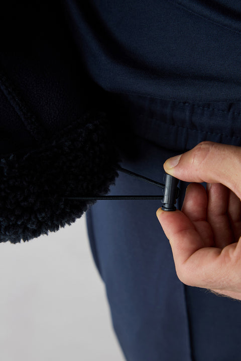 Koyu Lacivert Yarım Balıkçı Yaka Fermuarlı Cepli Sıcak Tutan Peluş Sweat Hırka