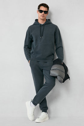 Orta Antrasit Desenli Pamuklu Sweatpant / Eşofman Altı