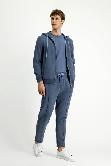  İndigo Melanj Pamuklu Sweatpant / Eşofman Altı