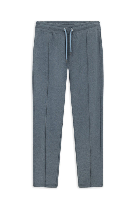 İndigo Melanj Beli Lastikli İpli Cepli Pamuklu Sweatpant / Eşofman Altı