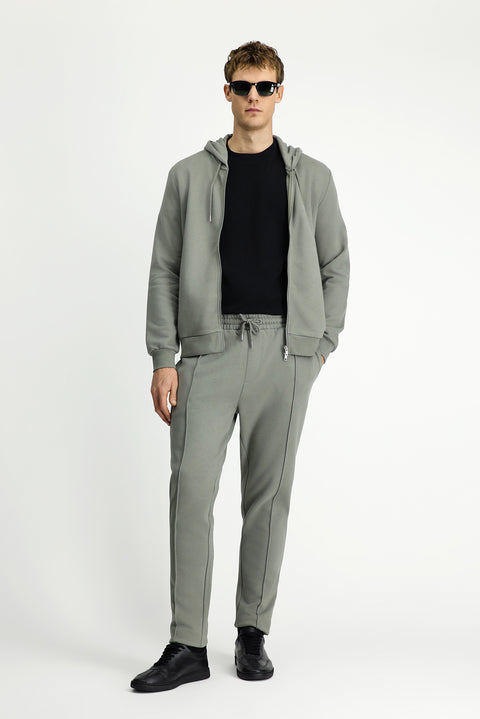 Açık Haki Beli Lastikli İpli Cepli Pamuklu Sweatpant / Eşofman Altı