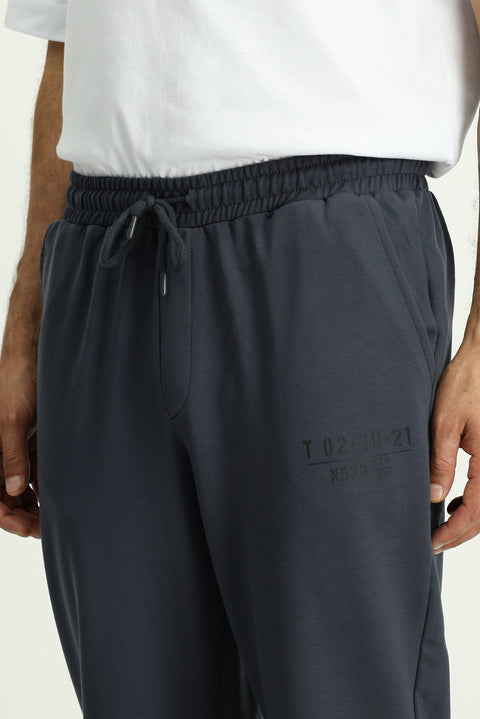Koyu Füme Regular Fit Pamuklu Baskılı Sweatpant / Eşofman Altı