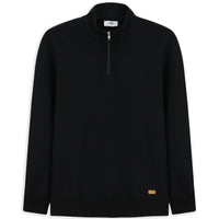 Siyah Yarım Balıkçı Yaka Yaka Regular Fit Fermuarlı Pamuklu Sweatshirt