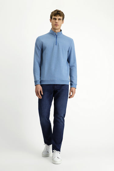  Havacı Mavi Yarım Balıkçı Yaka Yaka Regular Fit Fermuarlı Pamuklu Sweatshirt