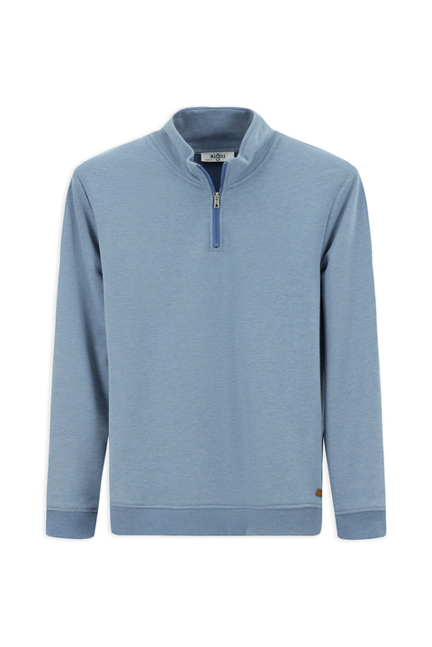 Havacı Mavi Yarım Balıkçı Yaka Yaka Regular Fit Fermuarlı Pamuklu Sweatshirt