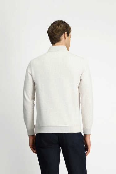 Açık Bej Yarım Balıkçı Yaka Regular Fit Fermuarlı Pamuklu Sweatshirt