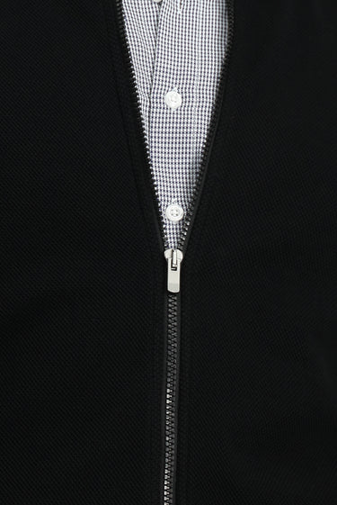 Siyah Fermuarlı Desenli Pamuk Bomber Sweatshirt