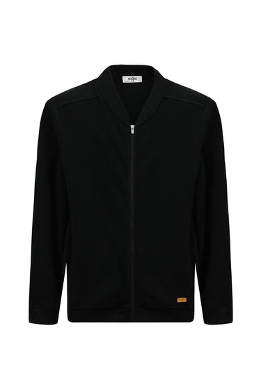  Siyah Fermuarlı Desenli Pamuk Sweatshirt