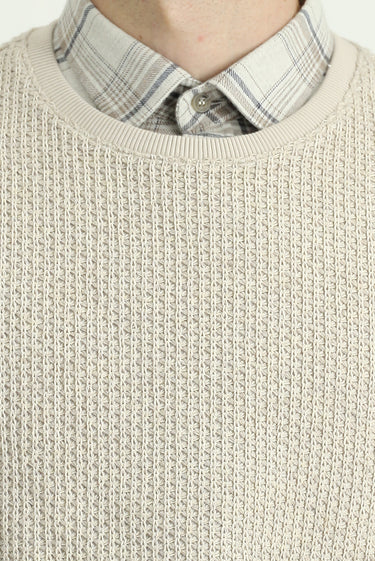 Açık Bej Bisiklet Yaka Regular Fit Desenli Pamuklu Sweatshirt