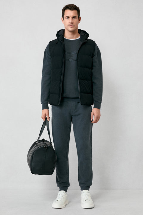 Orta Antrasit Bisiklet Yaka Oversize Ekstra Rahat Kesim Nakış Desenli Pamuk Sweatshırt