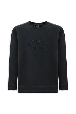  Orta Antrasit Bisiklet Yaka Oversize Ekstra Rahat Kesim Nakış Desenli Pamuk Sweatshırt